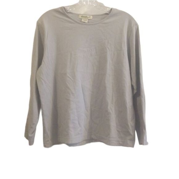 Eddie Bauer Long‎ Sleeve Women's light grey pullover roundneck top size MP - Picture 1 of 3